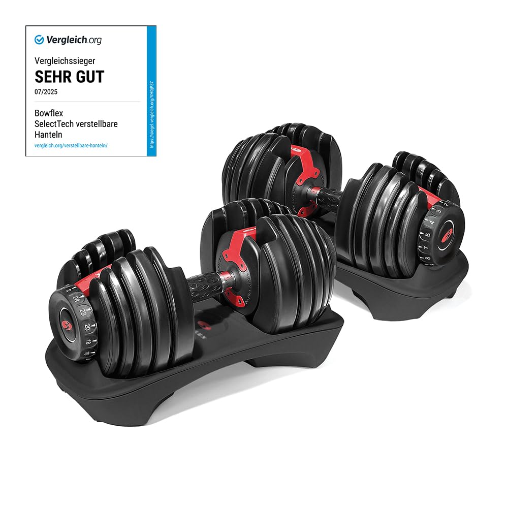 BowFlex SelectTech 552i Hanteln (Paar), einstellbar von 2 bis 24 kg pro Hantel