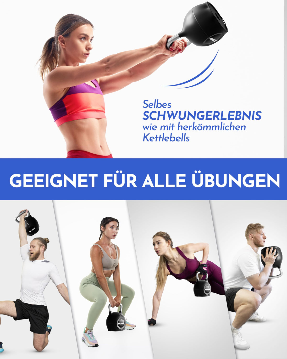 NEOLYMP 7-in-1 Verstellbare Kettlebell 1,5-20kg Kugelhantel mit Edelstahl-Griff