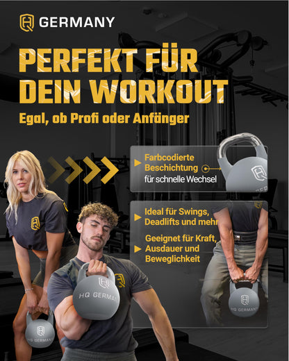 HQ Germany® Competition Kettlebell | 8-36kg | Sets | Edelstahl Griff | ±200g Gewichtstoleranz | Pulverbeschichtet, Gewicht:36KG