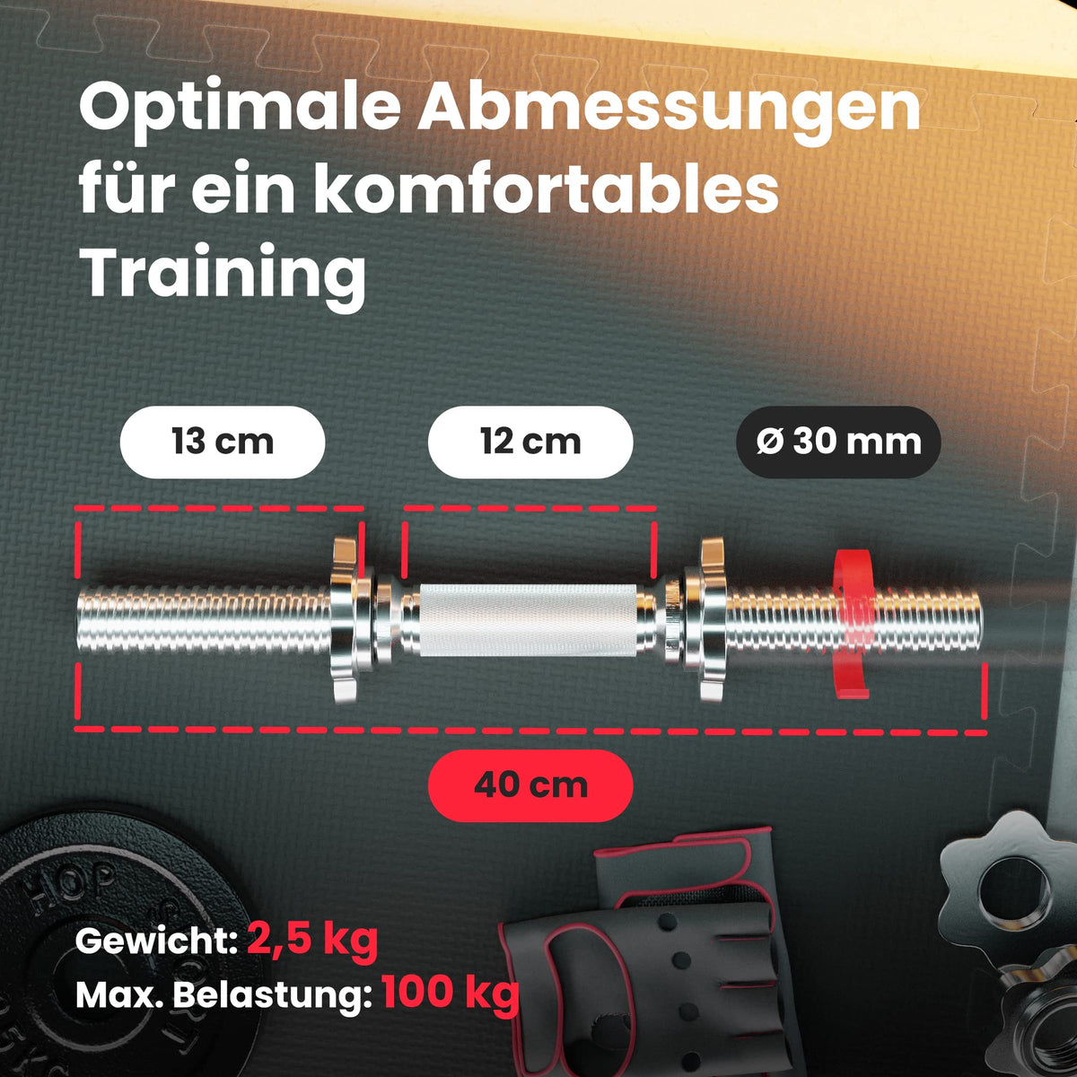 Hop-Sport GUSS Hantelset 76 kg, 1x Langhantel, 1x SZ Stange & 2x Kurzhantel inkl. 14 Hantelscheiben 2x10kg/4x5kg/4x2,5 kg/4x1,25kg (SZ)