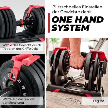SPORTSCHMIEDE Verstellbares Kurzhantel-Set Paar [Gewicht einfügen, z.B. 24kg]